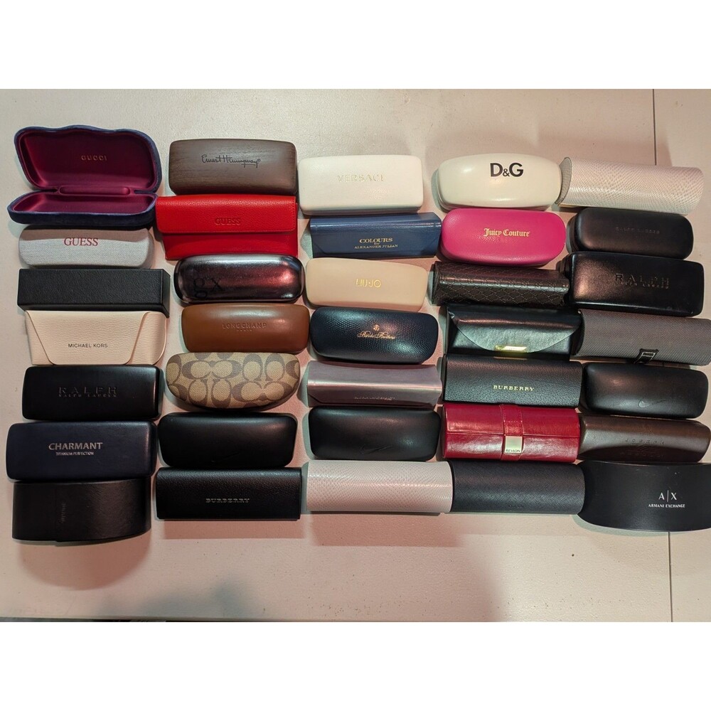 Lot of 35 Sunglasses Cases Gucci Guess Ralph Coach Mixed Replacement Cases